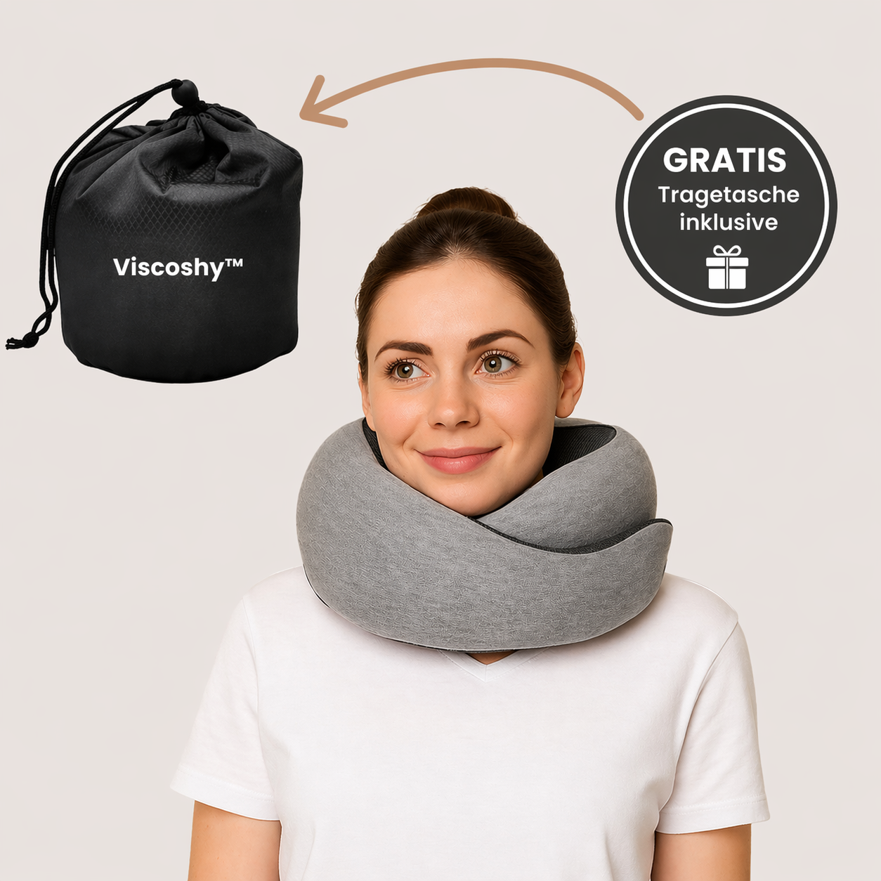 Viscoshy Reisekissen Detail — Weiches atmungsaktives Material