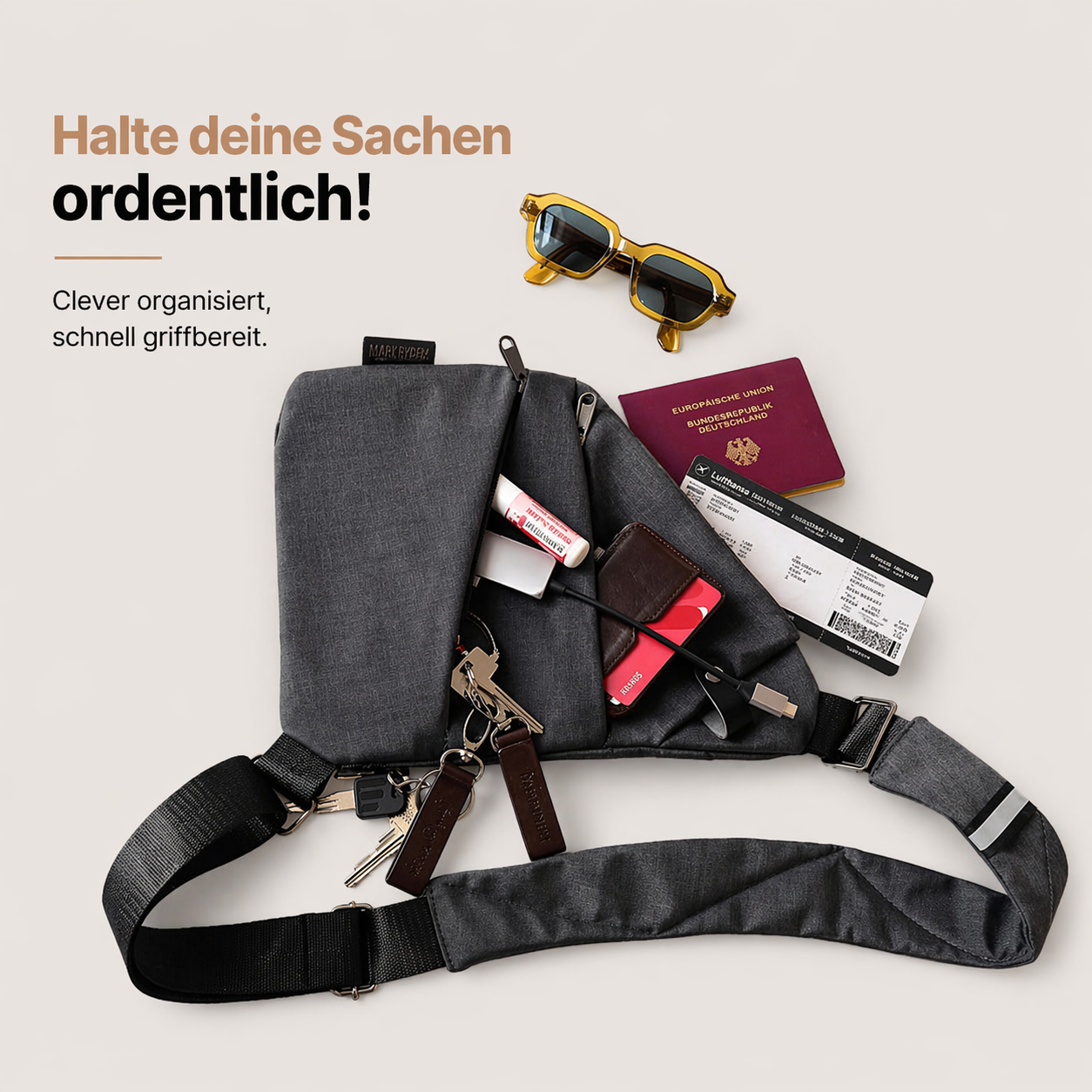Viscoshy Reisetasche RFID-Fach Detail — Kartenabschirmung